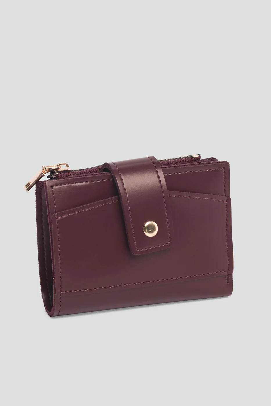 Faux leather wallet for women in burgundy