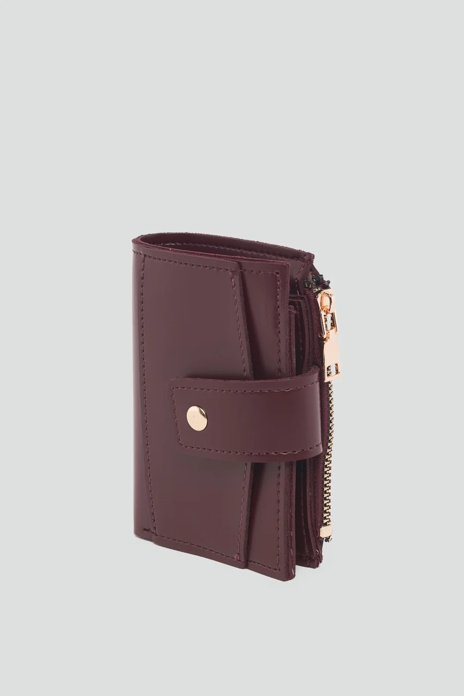 Faux leather wallet for women in burgundy