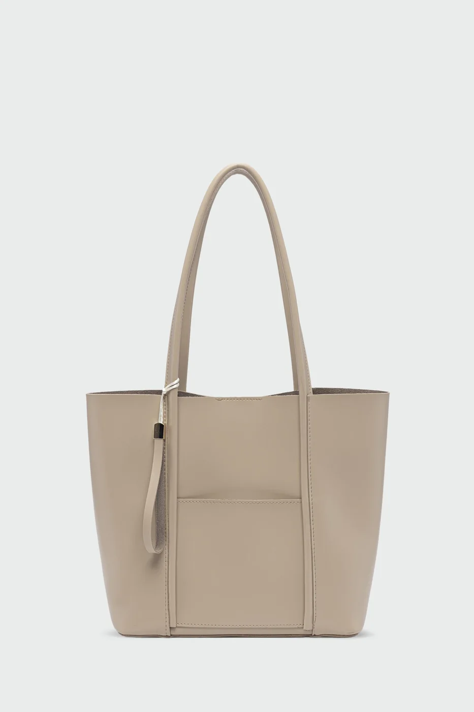 Faux leather shoulder bag in beige
