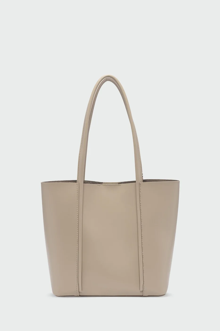 Faux leather shoulder bag in beige