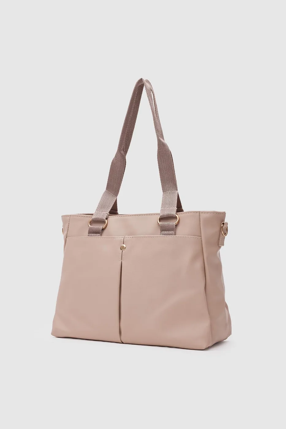 satin shoulder bag in beige