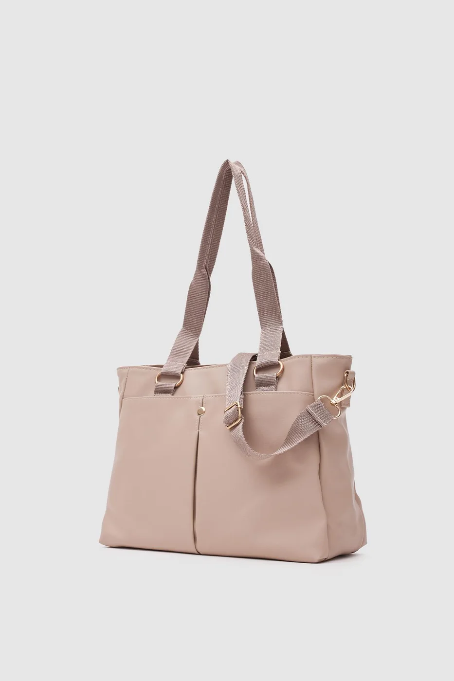 satin shoulder bag in beige