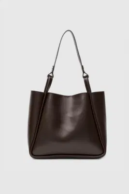 faux leather shoulder bag faux leather shoulder bag in dark brown
