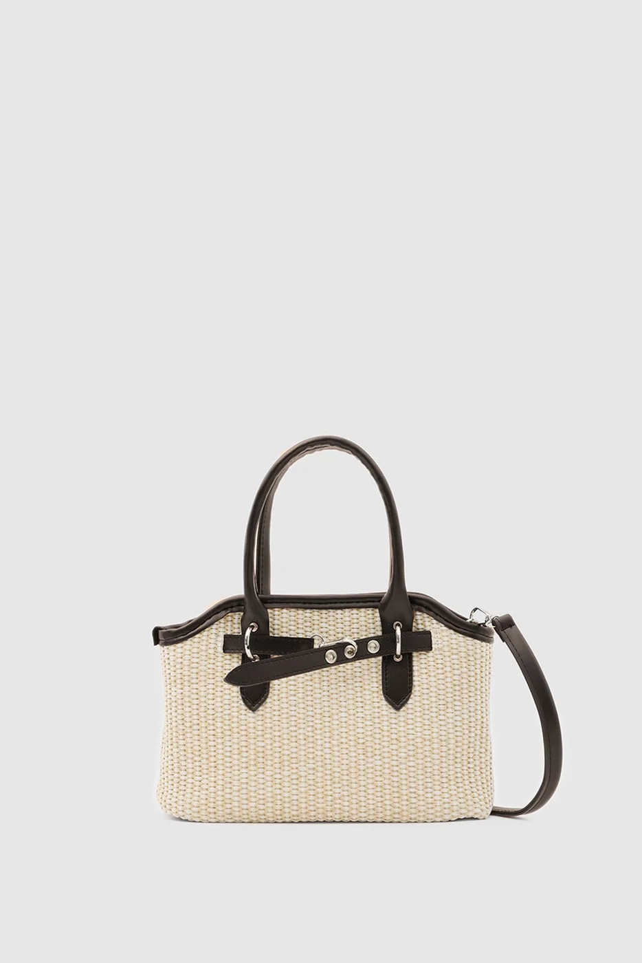 Woven crossbody bag in dark brown