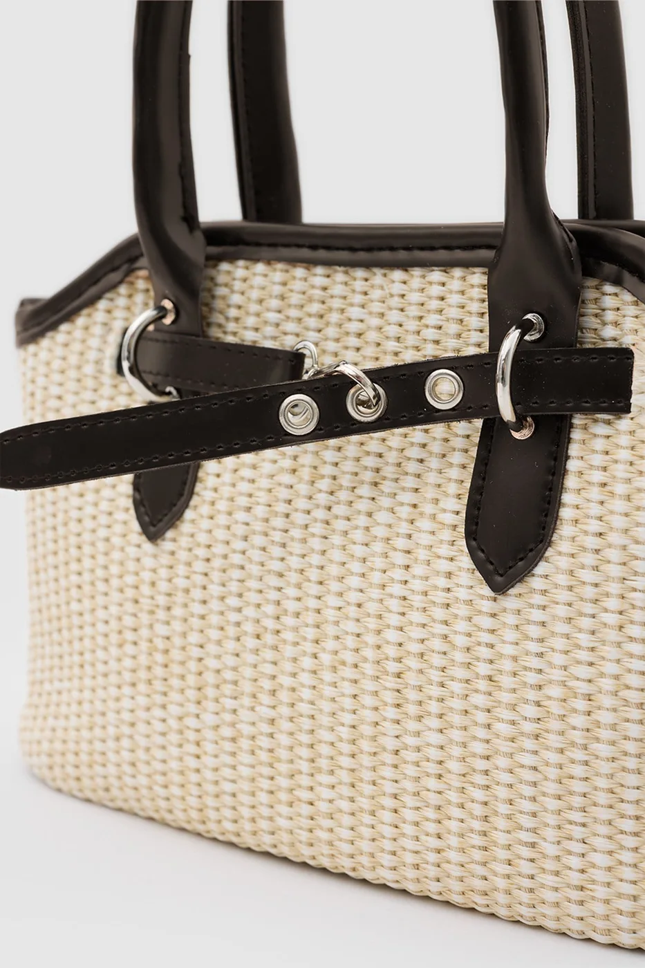 Woven crossbody bag in dark brown