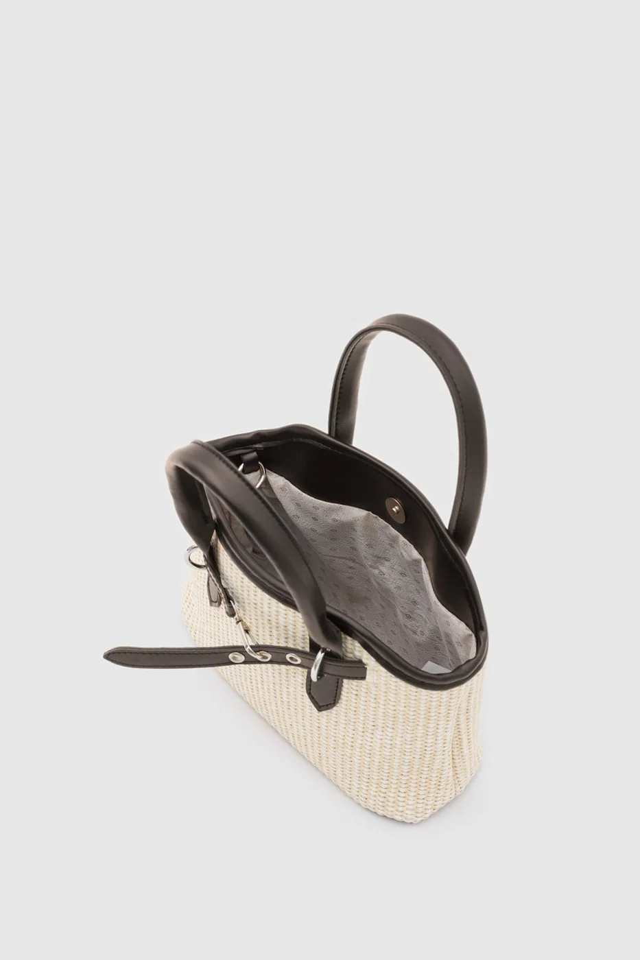 Woven crossbody bag in dark brown