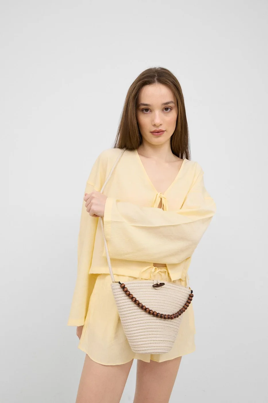 straw crossbody bag in cream
