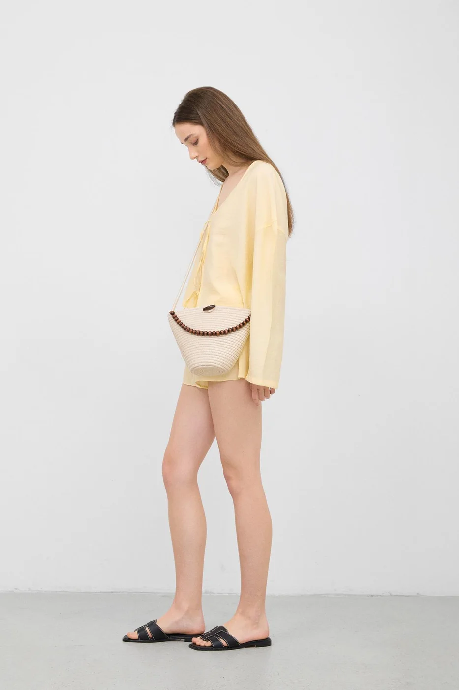 straw crossbody bag in cream