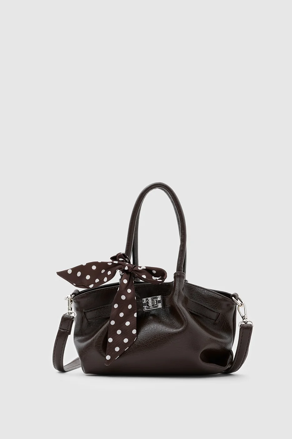 faux leather crossbody bag in dark brown