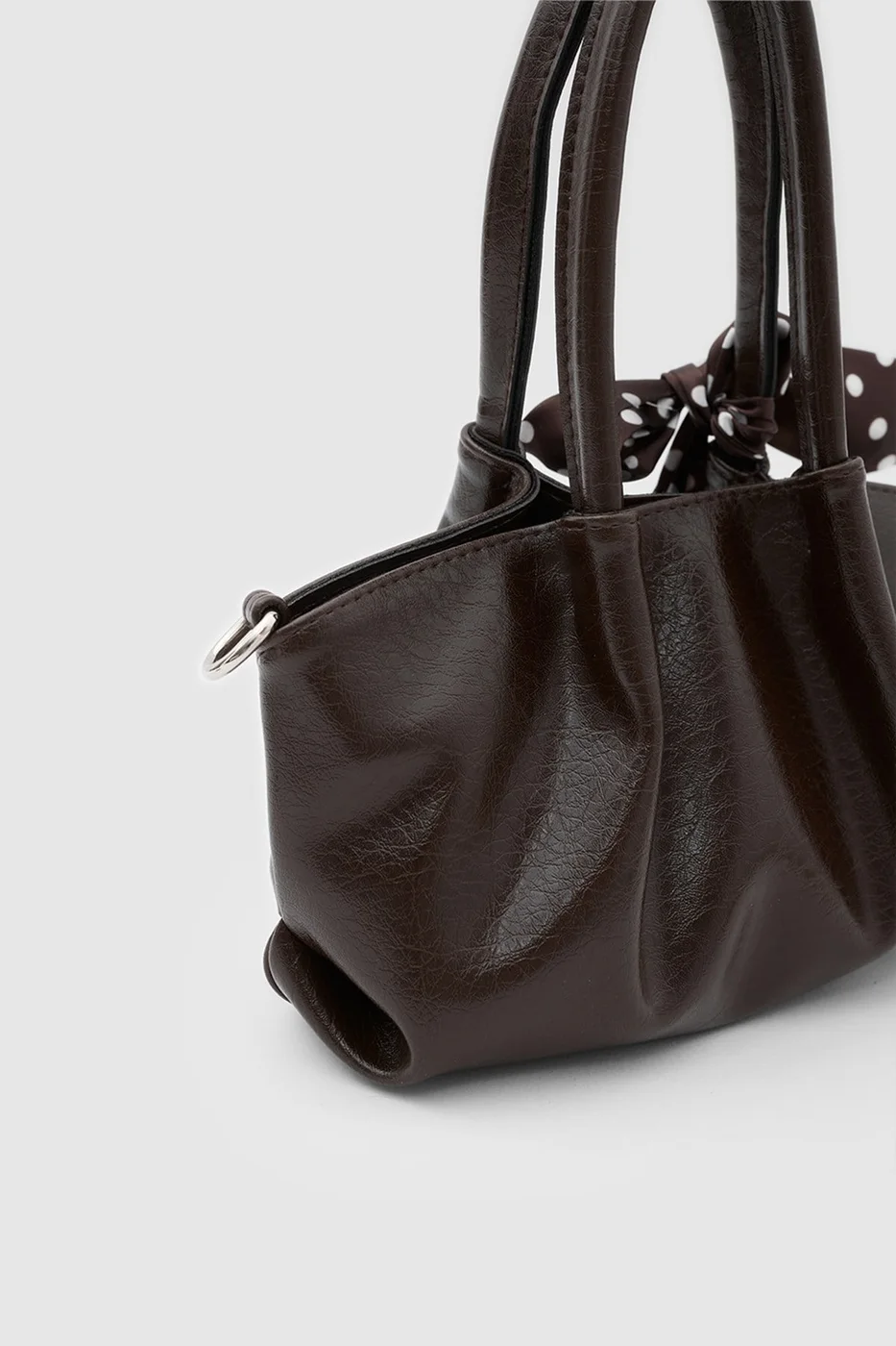 faux leather crossbody bag in dark brown