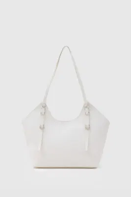 faux leather shoulder bag faux leather shoulder bag in cream