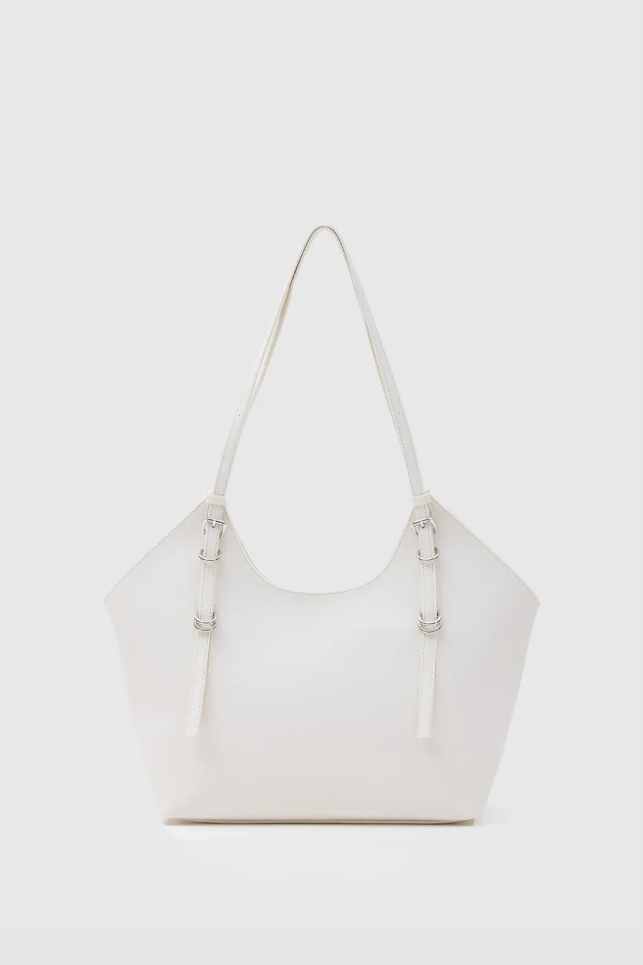 faux leather shoulder bag in cream