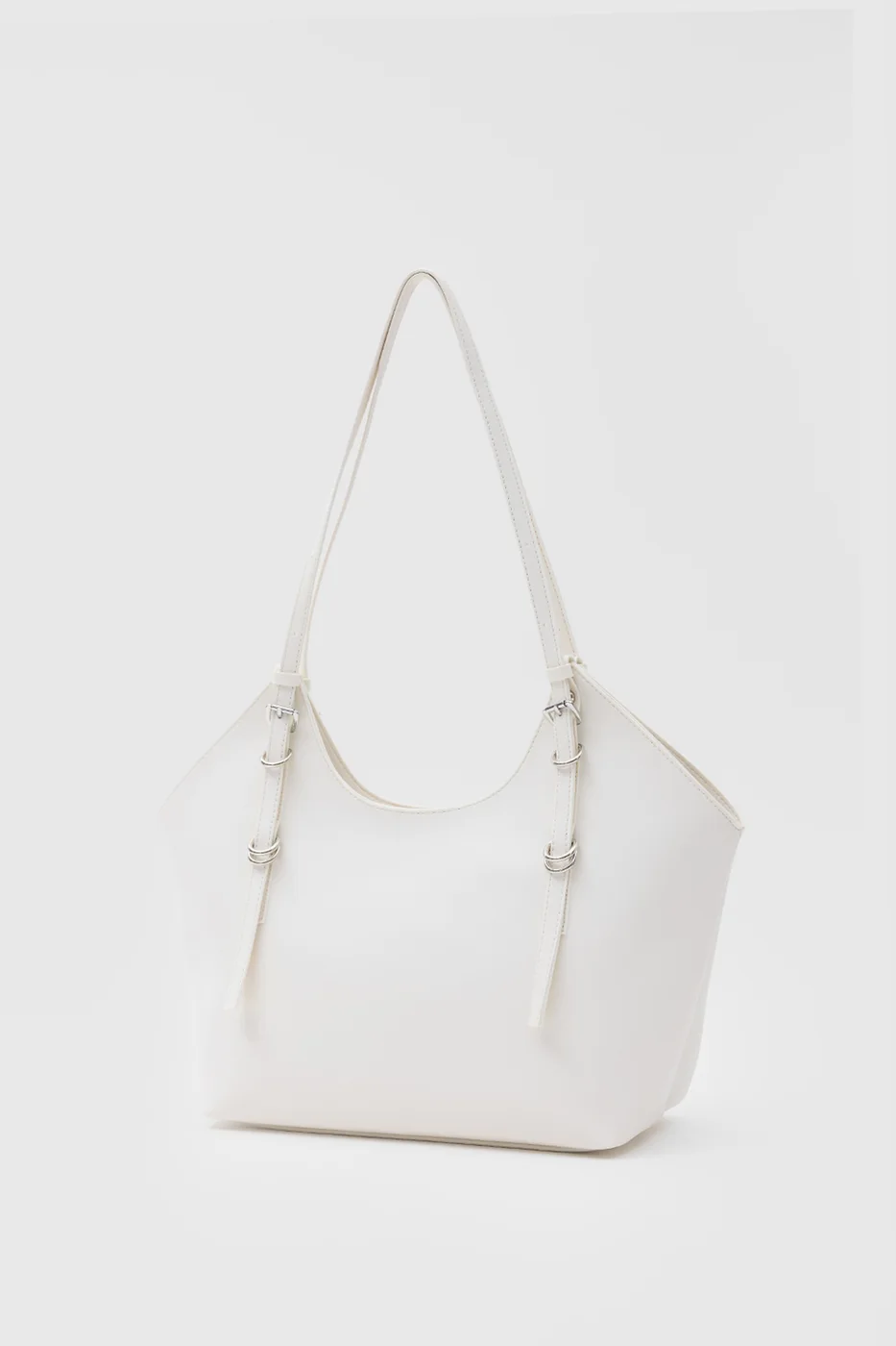 faux leather shoulder bag in cream