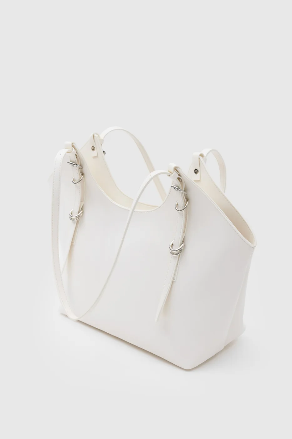 faux leather shoulder bag in cream