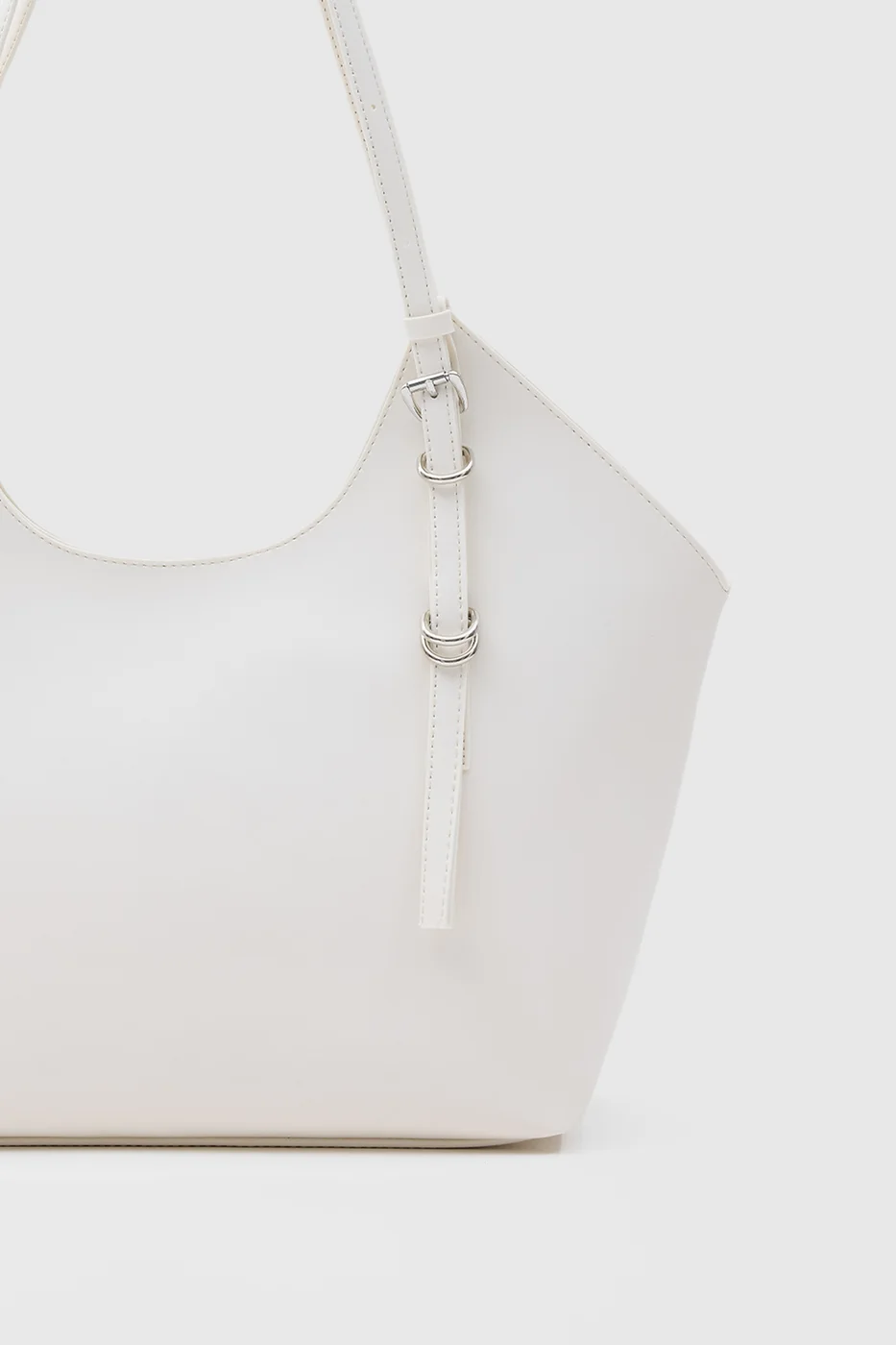 faux leather shoulder bag in cream