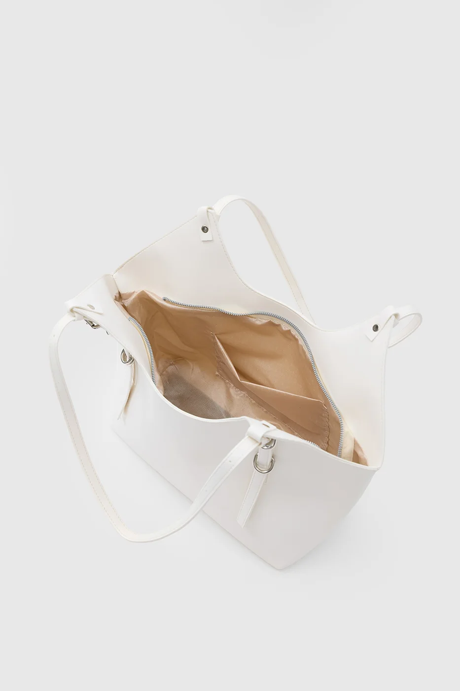 faux leather shoulder bag in cream