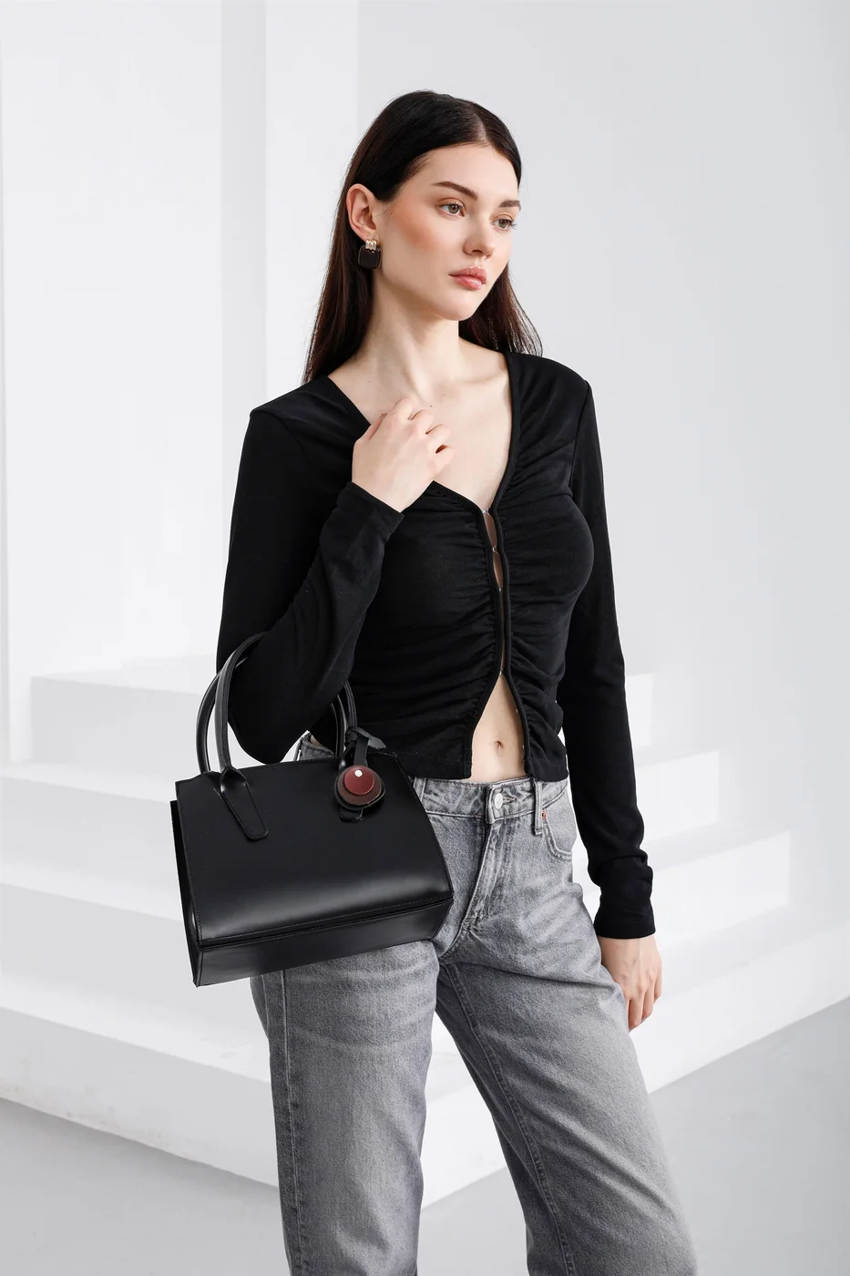 Faux leather crossbody bag Faux leather crossbody bag in black