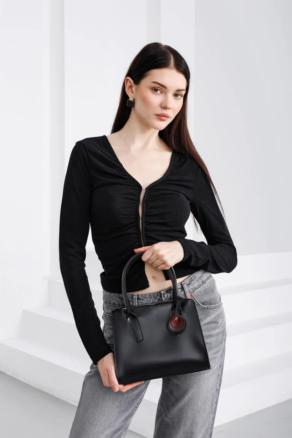Faux leather crossbody bag Faux leather crossbody bag in black
