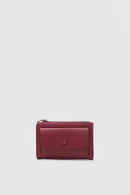 faux leather wallet in burgundy