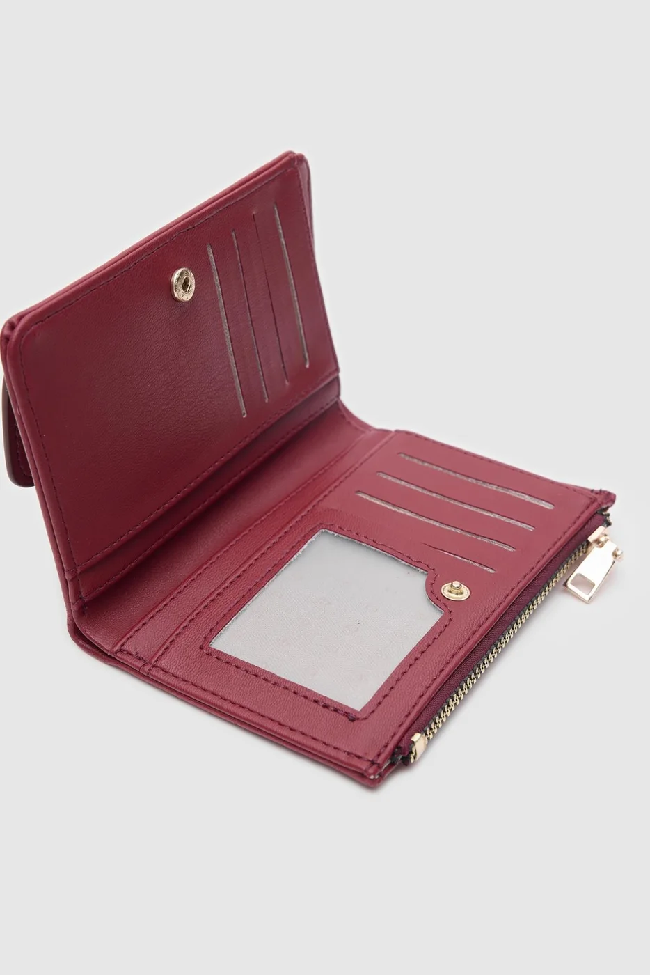 faux leather wallet in burgundy