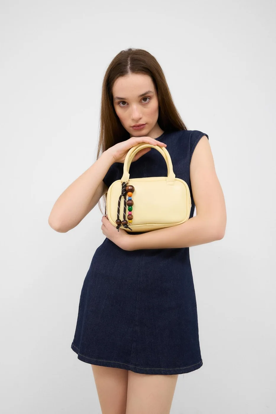 Faux leather crossbody bag in yellow