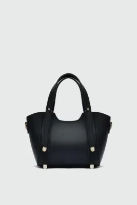 faux leather crossbody bag in black