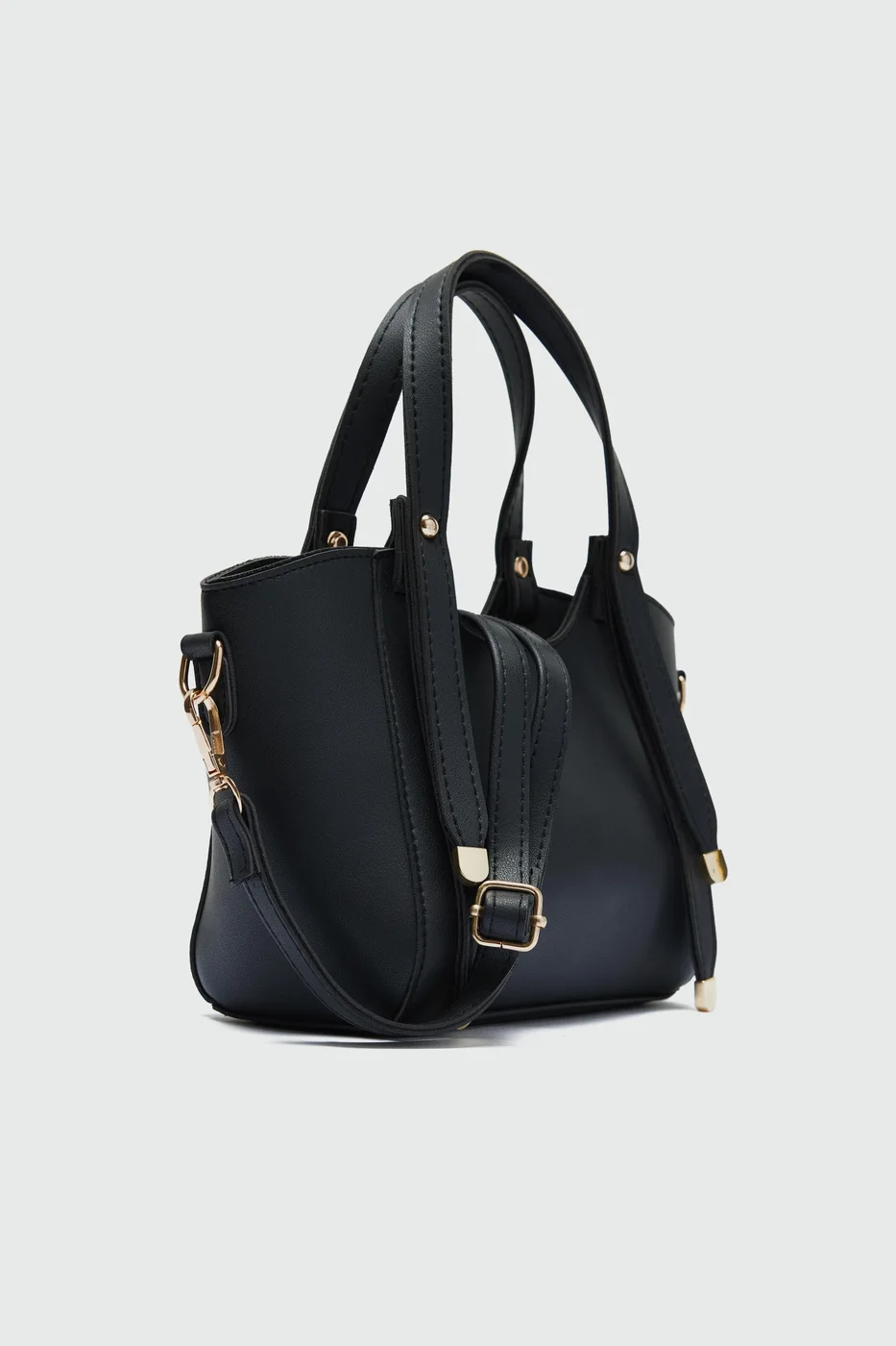 faux leather crossbody bag in black