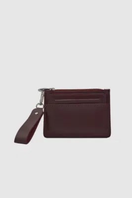 Faux leather wallet with card holder in burgundy