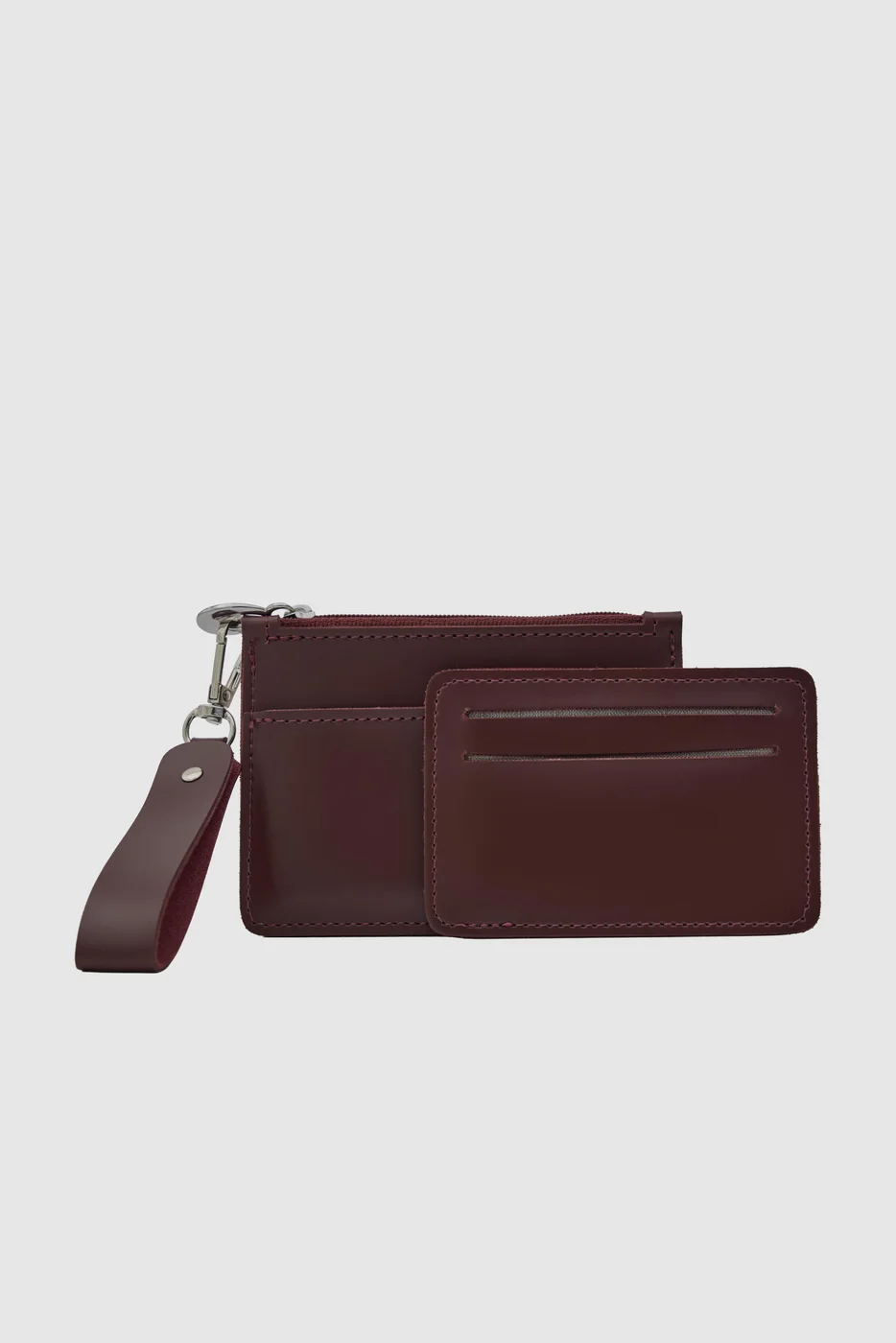 Faux leather wallet with card holder in burgundy