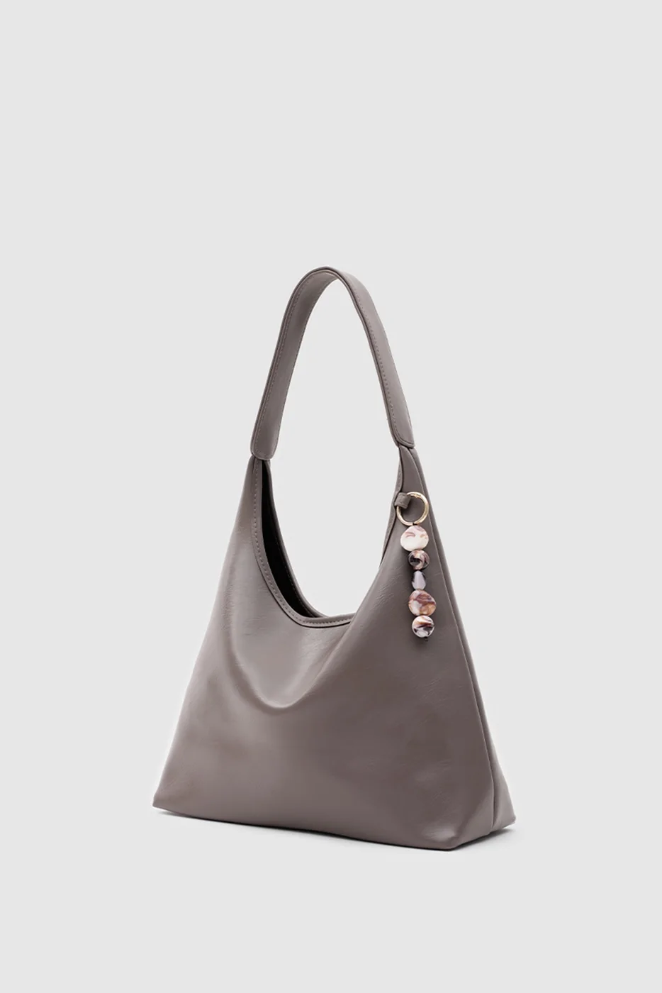 faux leather shoulder bag in taupe