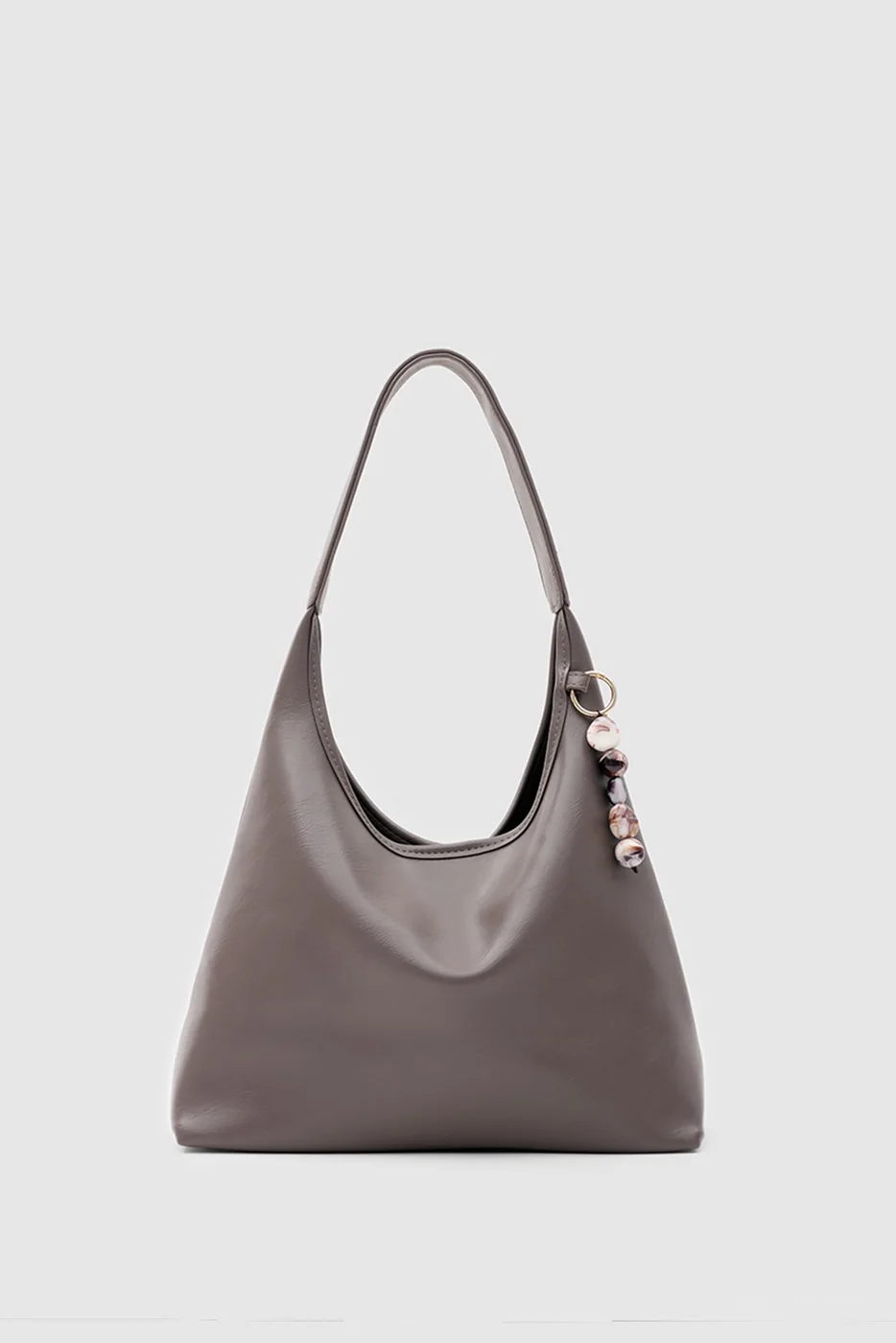 faux leather shoulder bag in taupe