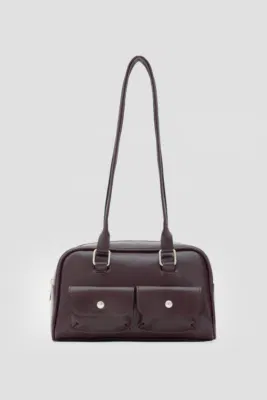 faux leather baguette bag faux leather baguette bag in burgundy