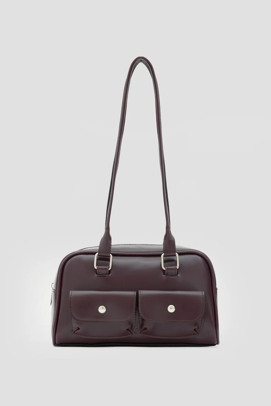 faux leather baguette bag faux leather baguette bag in burgundy