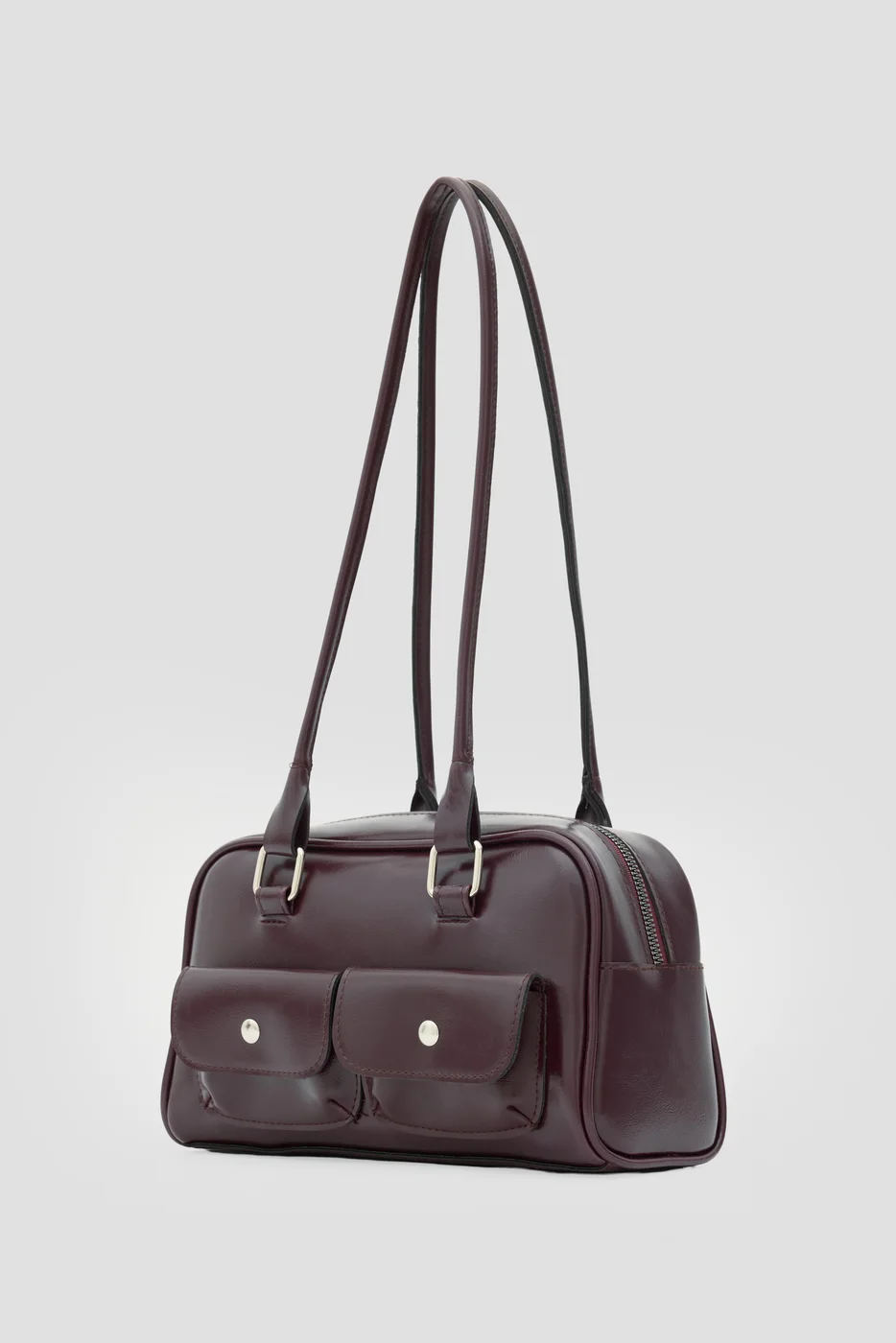 faux leather baguette bag faux leather baguette bag in burgundy