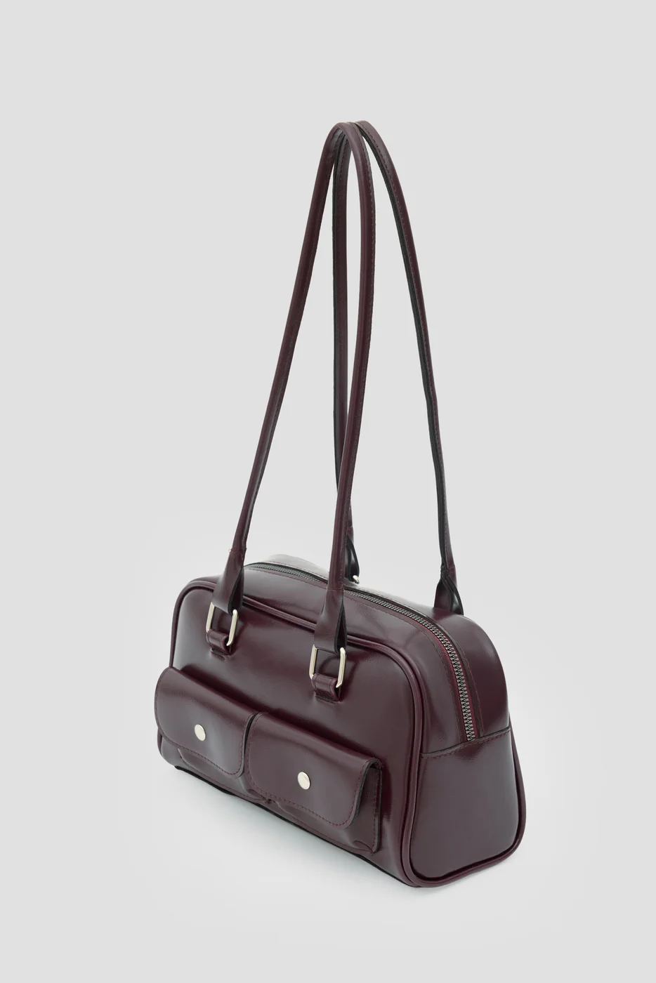 faux leather baguette bag faux leather baguette bag in burgundy