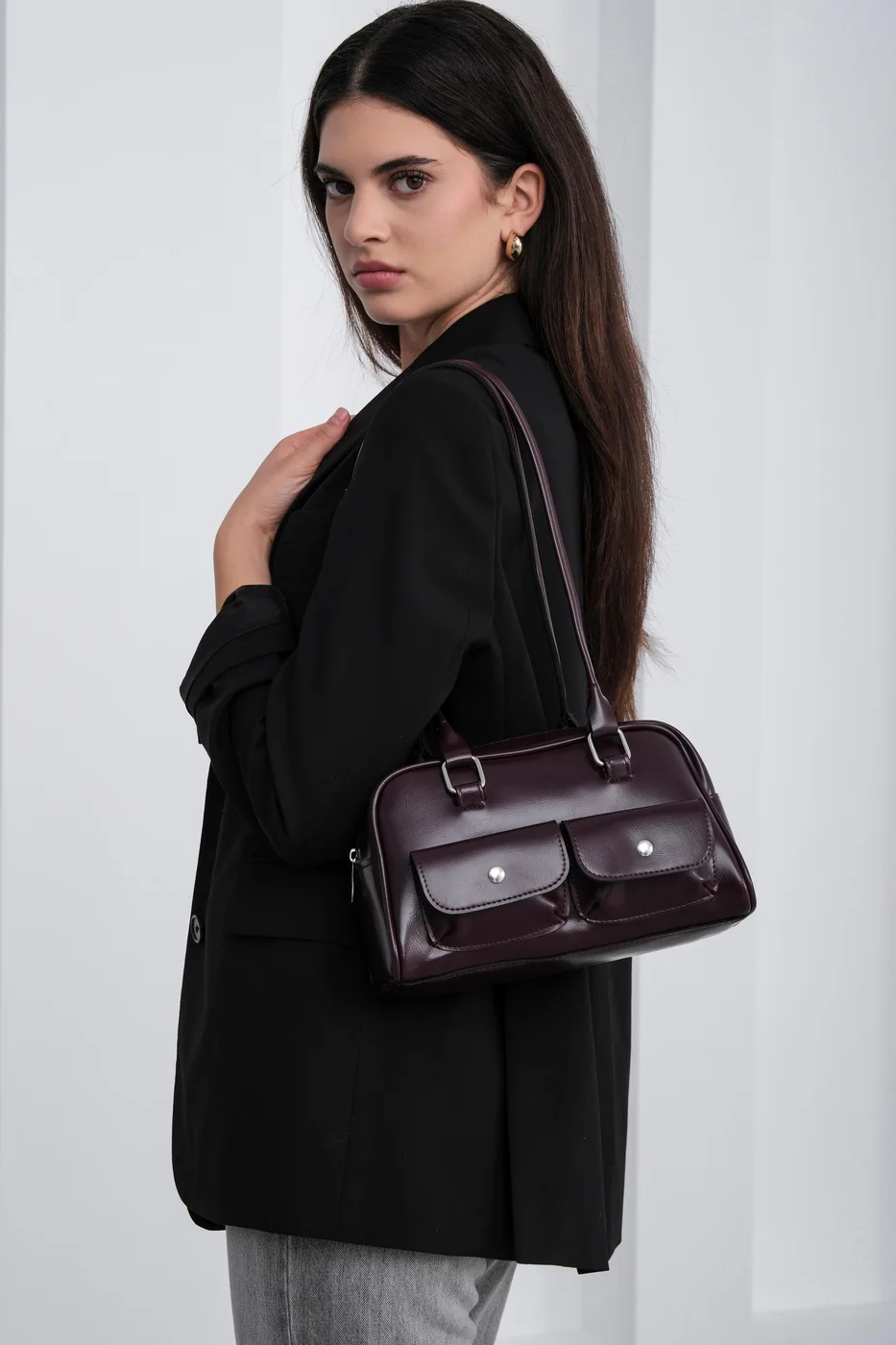 faux leather baguette bag faux leather baguette bag in burgundy