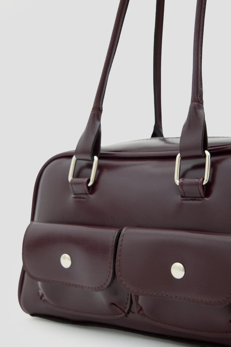 faux leather baguette bag faux leather baguette bag in burgundy
