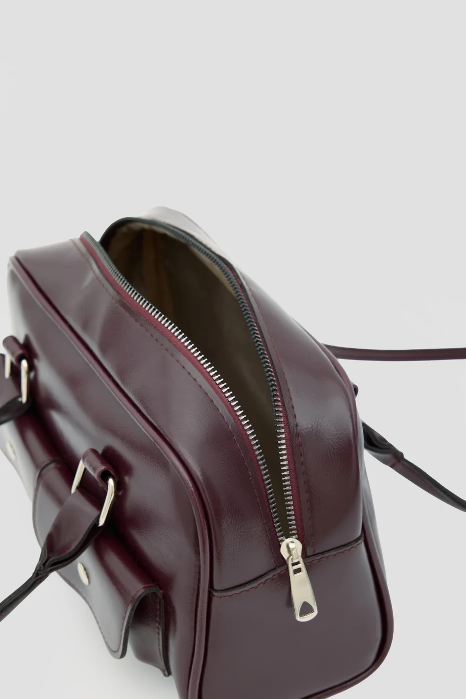 faux leather baguette bag faux leather baguette bag in burgundy