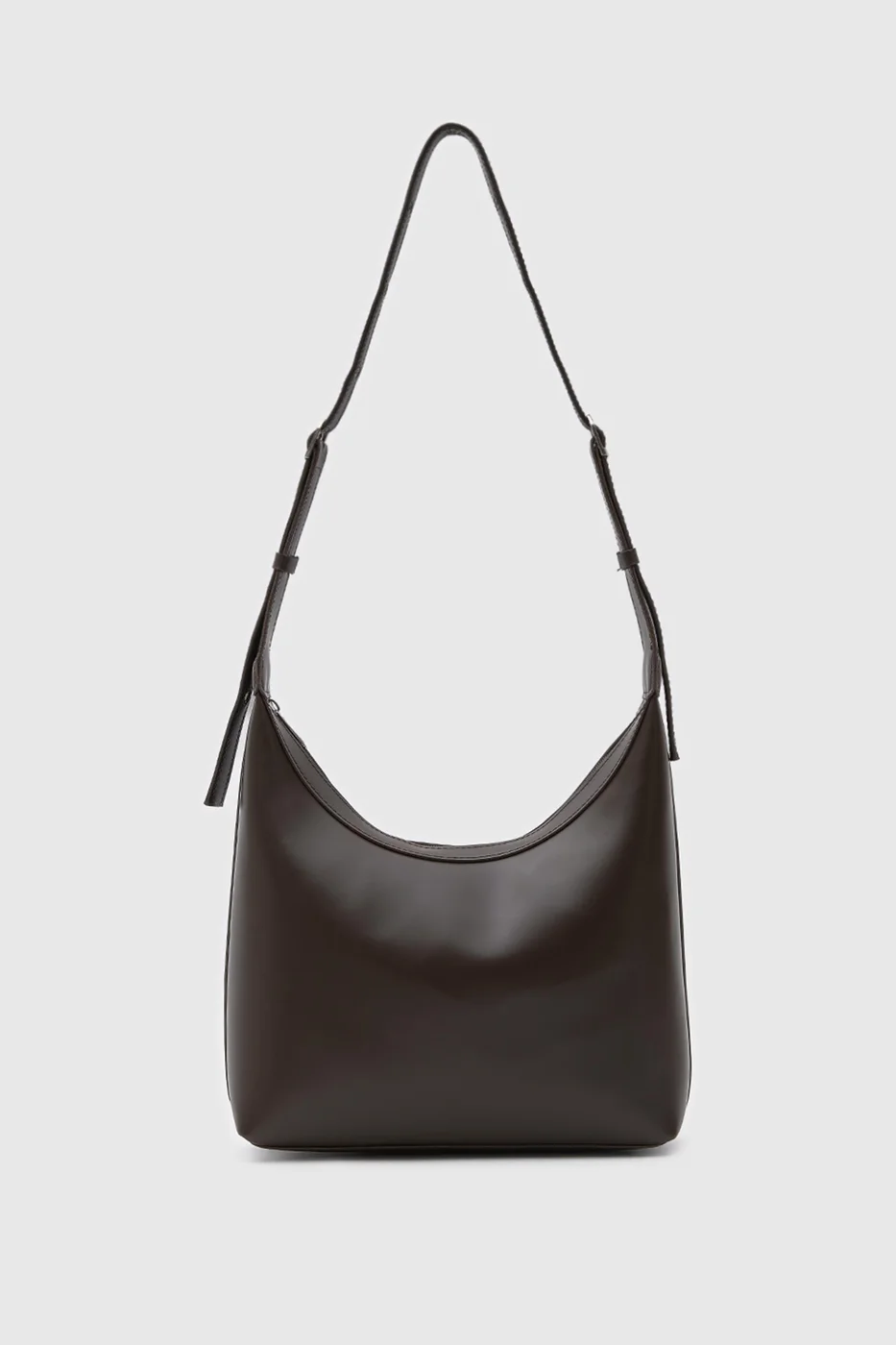 faux leather shoulder bag in dark brown