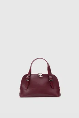 Faux Leather Crossbody Bag in burgundy