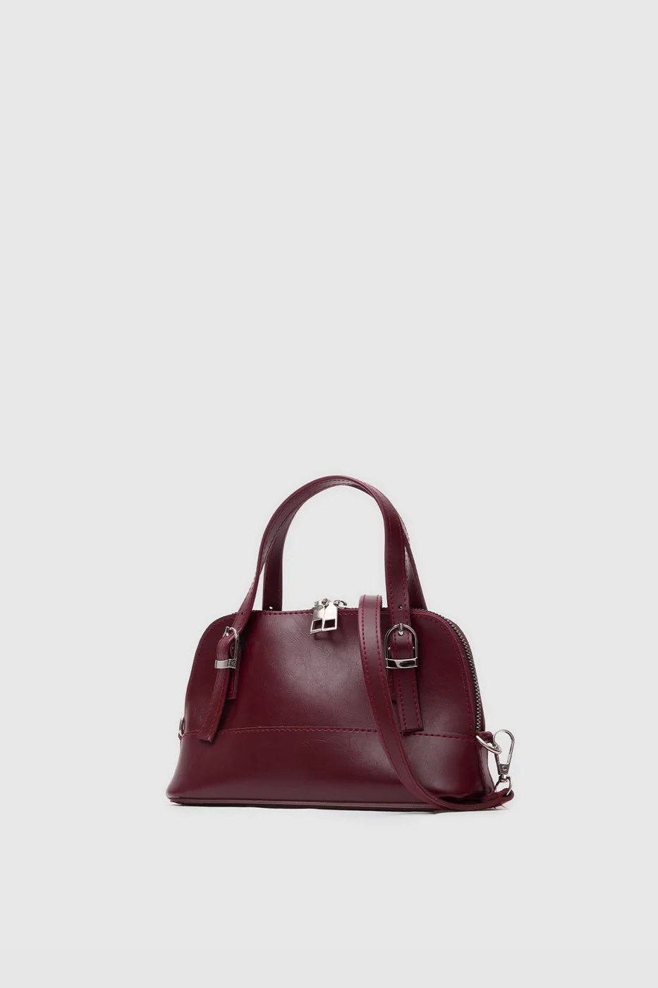 Faux Leather Crossbody Bag in burgundy
