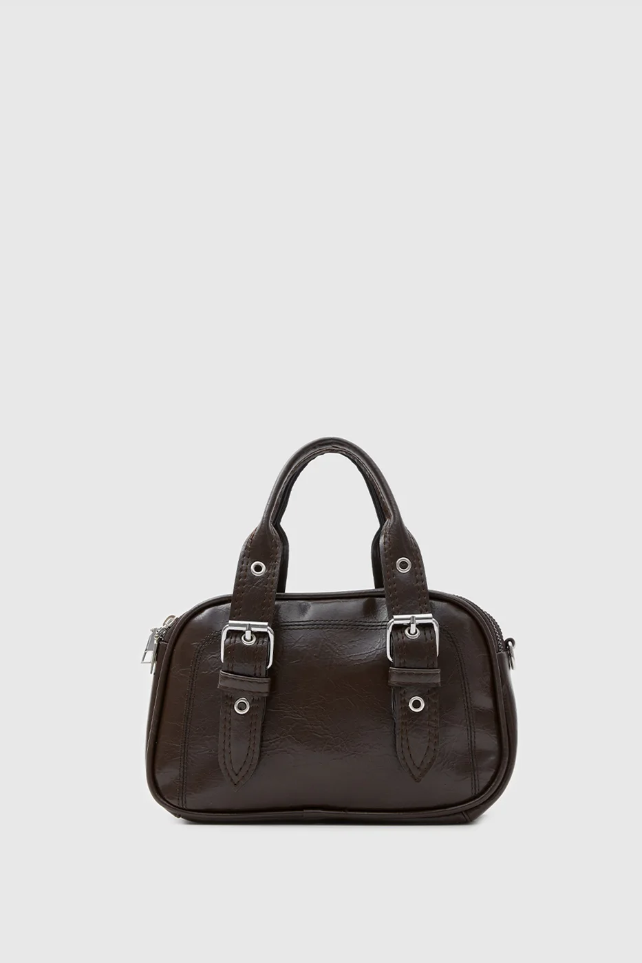 faux leather crossbody bag in dark brown