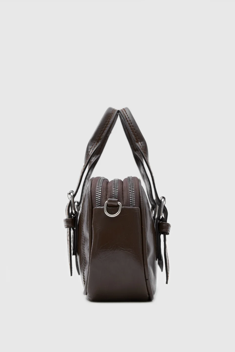 faux leather crossbody bag in dark brown