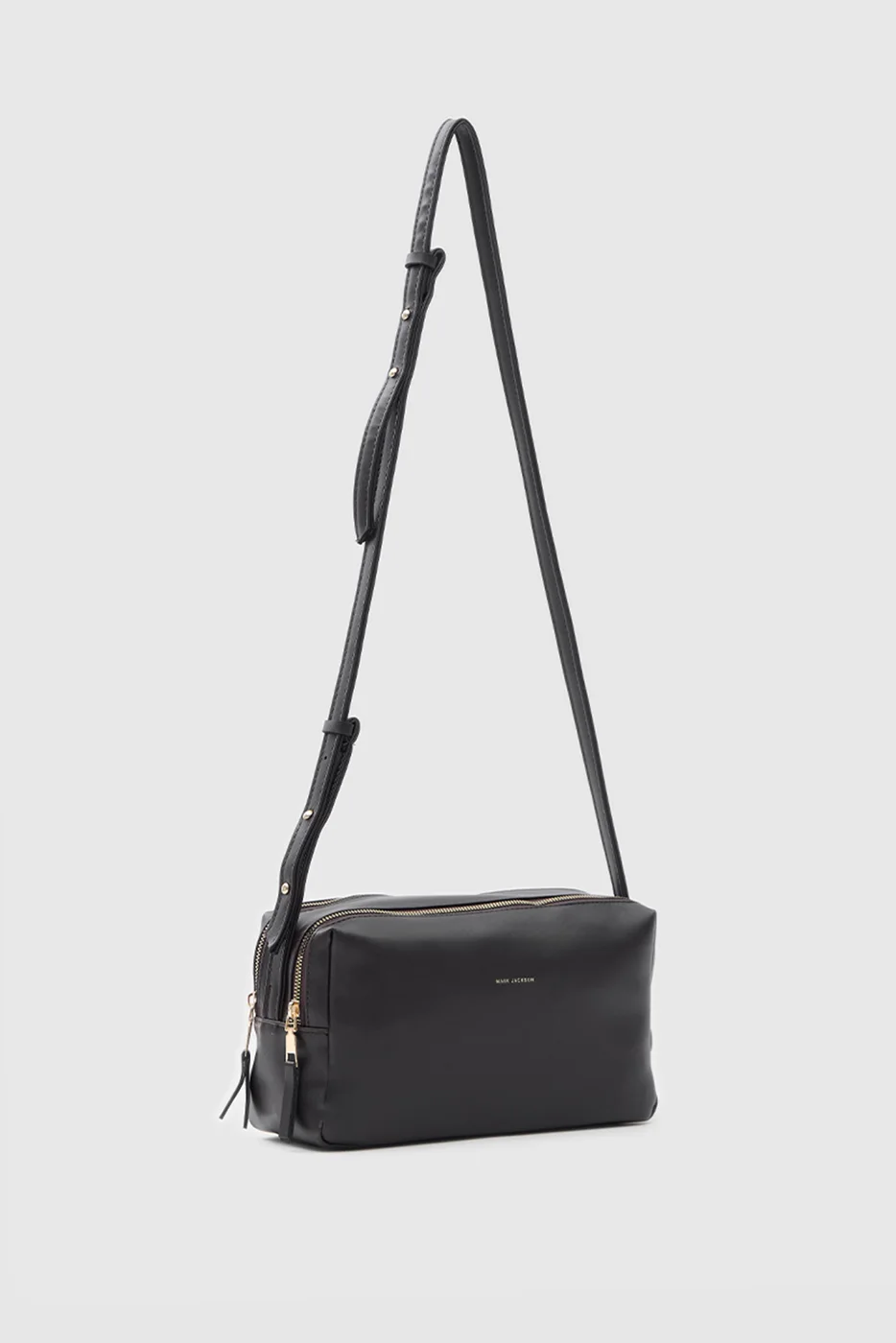 faux leather shoulder bag in dark brown