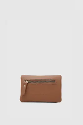 Faux leather wallet for women in taupe