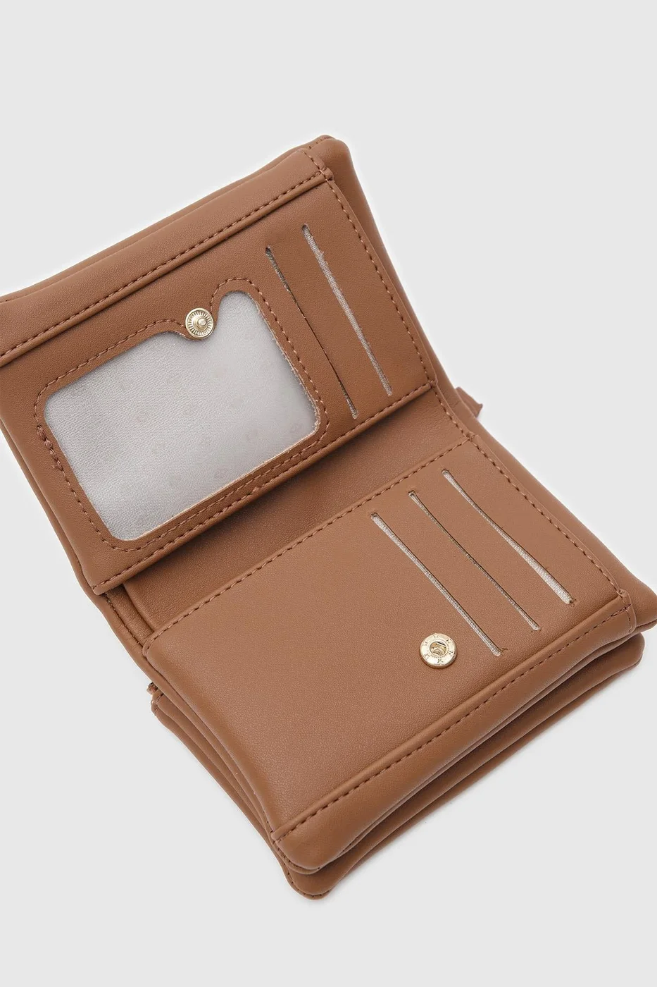 Faux leather wallet for women in taupe