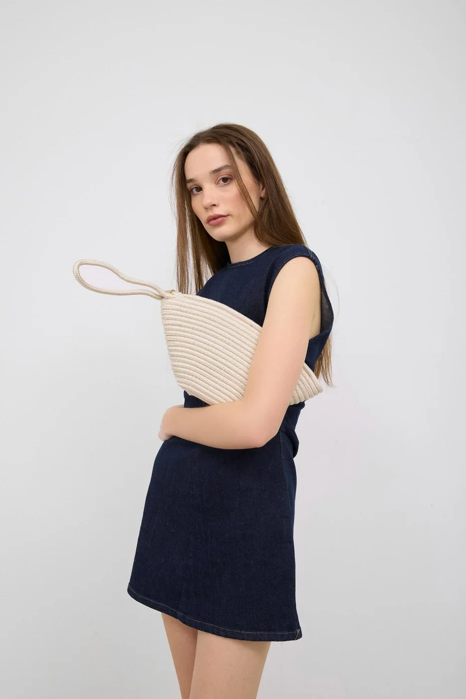 straw clutch bag for beach outings in cream