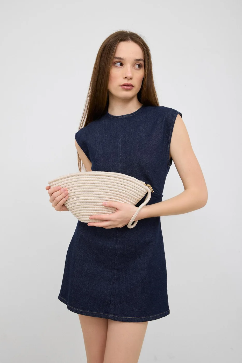 straw clutch bag for beach outings in cream