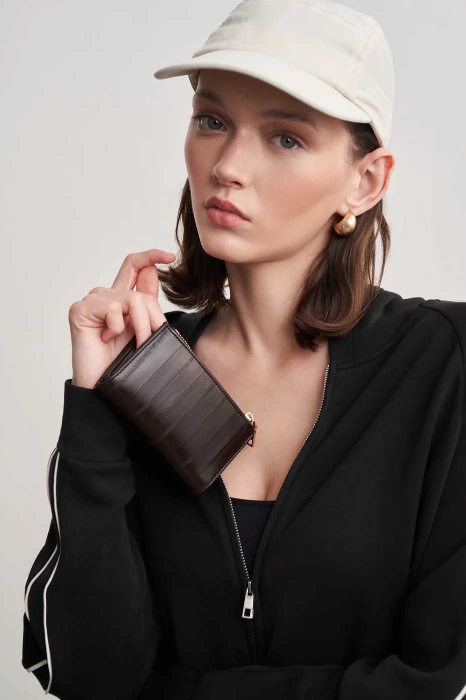 Romy faux leather wallet in dark brown