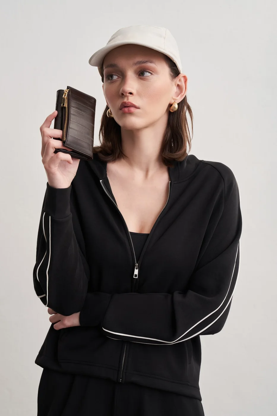 Romy faux leather wallet in dark brown